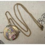Steampunk Colorful Owl Locket Necklace Vintage..