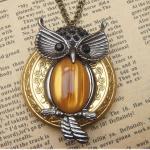 Steampunk Owl Locket Necklace Vintage Style..