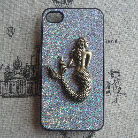Steampunk Mermaid Silver Bling Glitter Hard Case For Apple Iphone 4 Case Iphone 4s Case Cover
