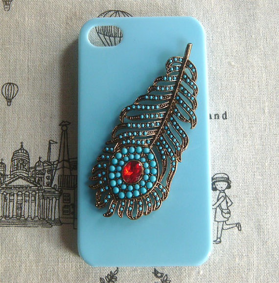 Steampunk Peacock Feather Hard Case For Apple Iphone 4 Case Iphone 4s Case Cover