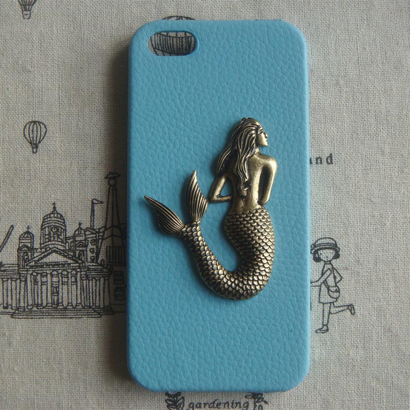 Steampunk Mermaid Blue Pu Leather Hard Case For Apple Iphone 5 Case Cover
