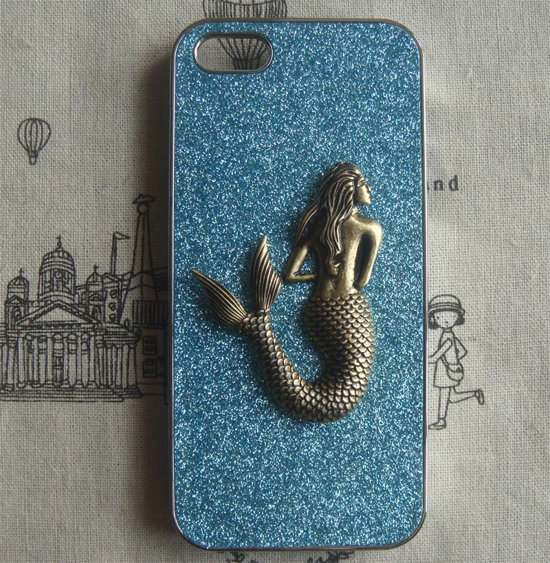 Steampunk Mermaid Blue Bling Glitter Hard Case For Apple Iphone 5 Case Cover