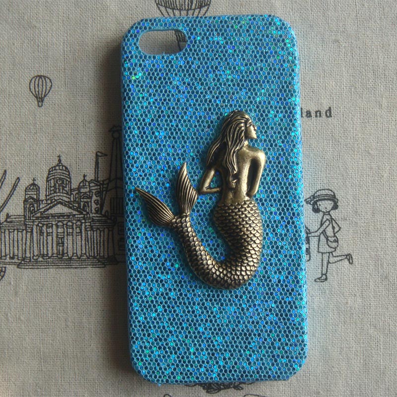 Steampunk Mermaid Blue bling glitter hard case For Apple iPhone 5 case cover